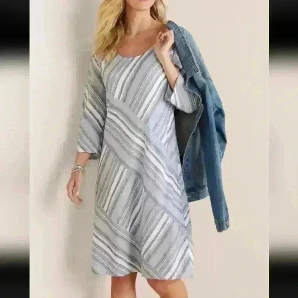 SOFT SURROUNDINGS SONYA LINEN WOMEN'S DRESS PLUS SIZE PL NWT POCKETS - Picture 1 of 14